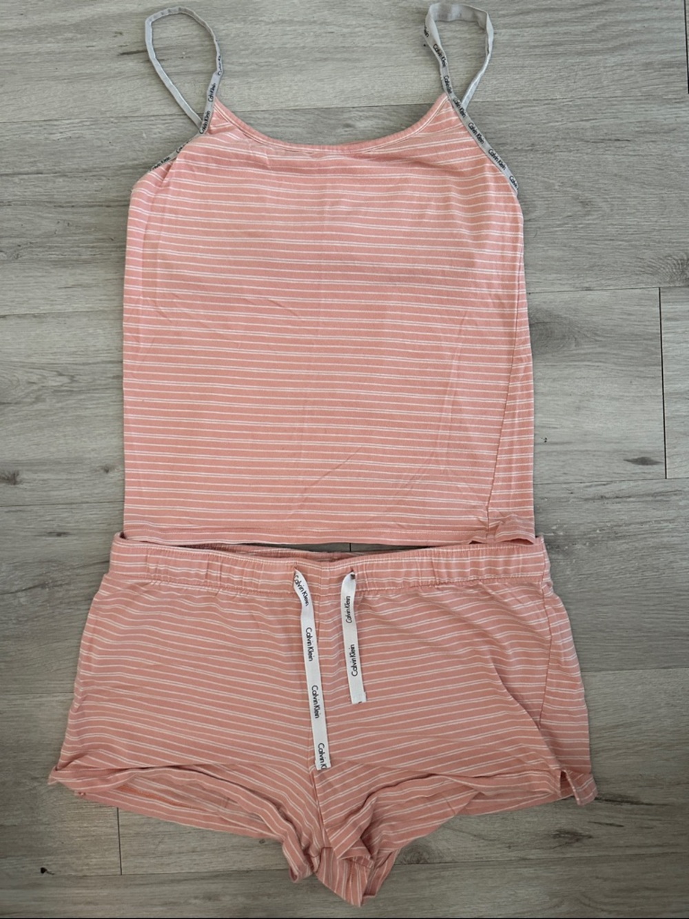 Calvin Klein Peach-Striped two piece pj set